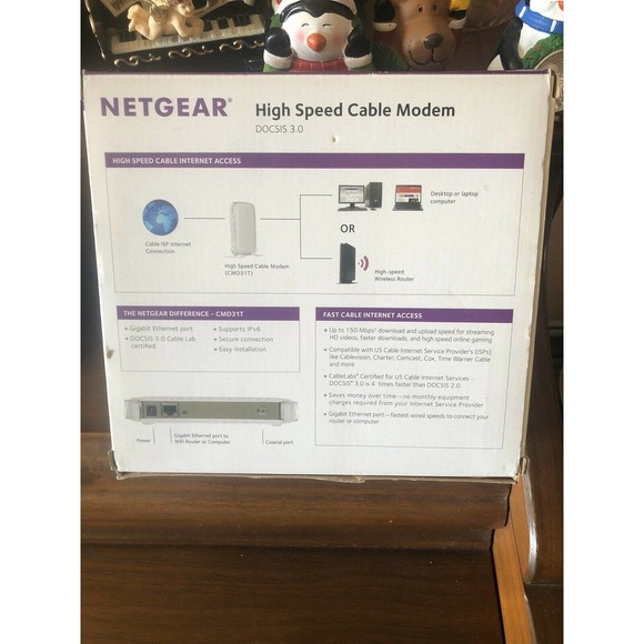 New NETGEAR CMD31T-100NAS High Speed Cable Modem DOCSIS 3.0 External Port IPv6 - Picture 8 of 12